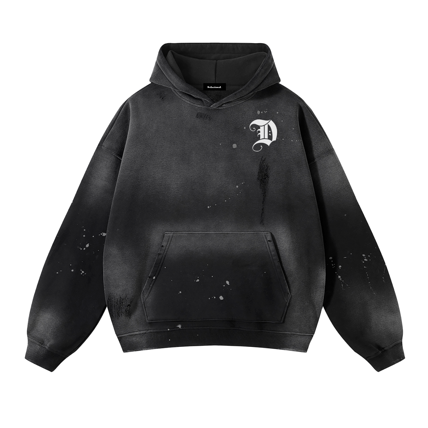 Vintage Washed Frayed Fleece Hoodie